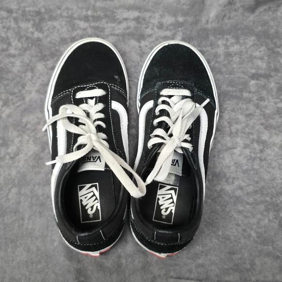 Vans Black & White Off The Wall Old Skool Low Top Canvas Skater Shoes Youth 3 - Picture 6 of 9